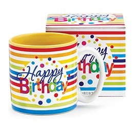 Happy Birthday Stripes Mug Set/6